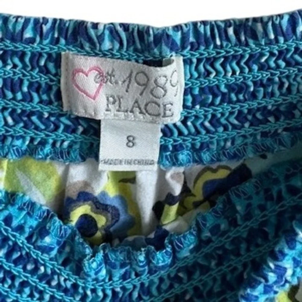 The Children's‎ Place Girls Size 8 Floral Tiered Skirt Colorful Cotton Smocked